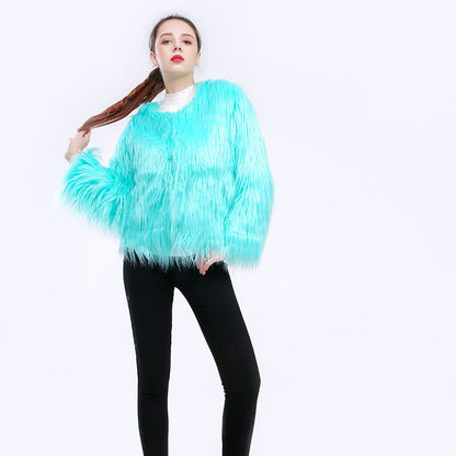 Manteau en fausse fourrure pour femmes Doux Manches longues Élégant