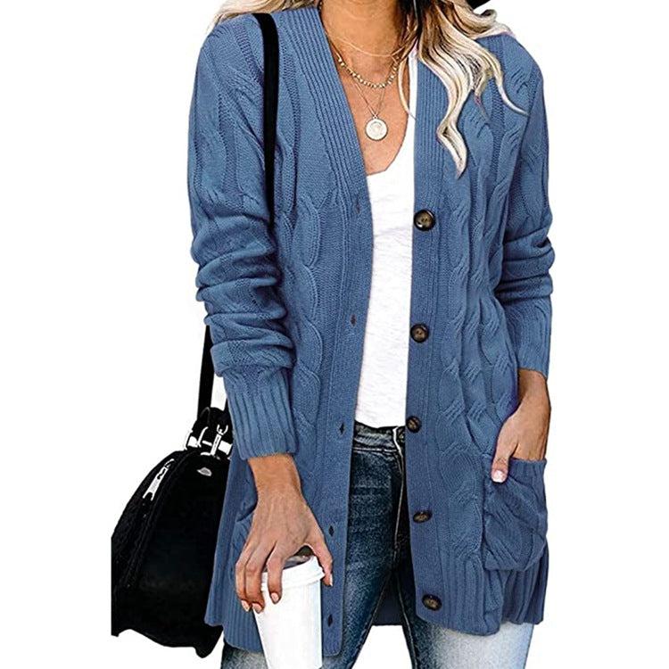 Gilet en tricot tressé avec poches