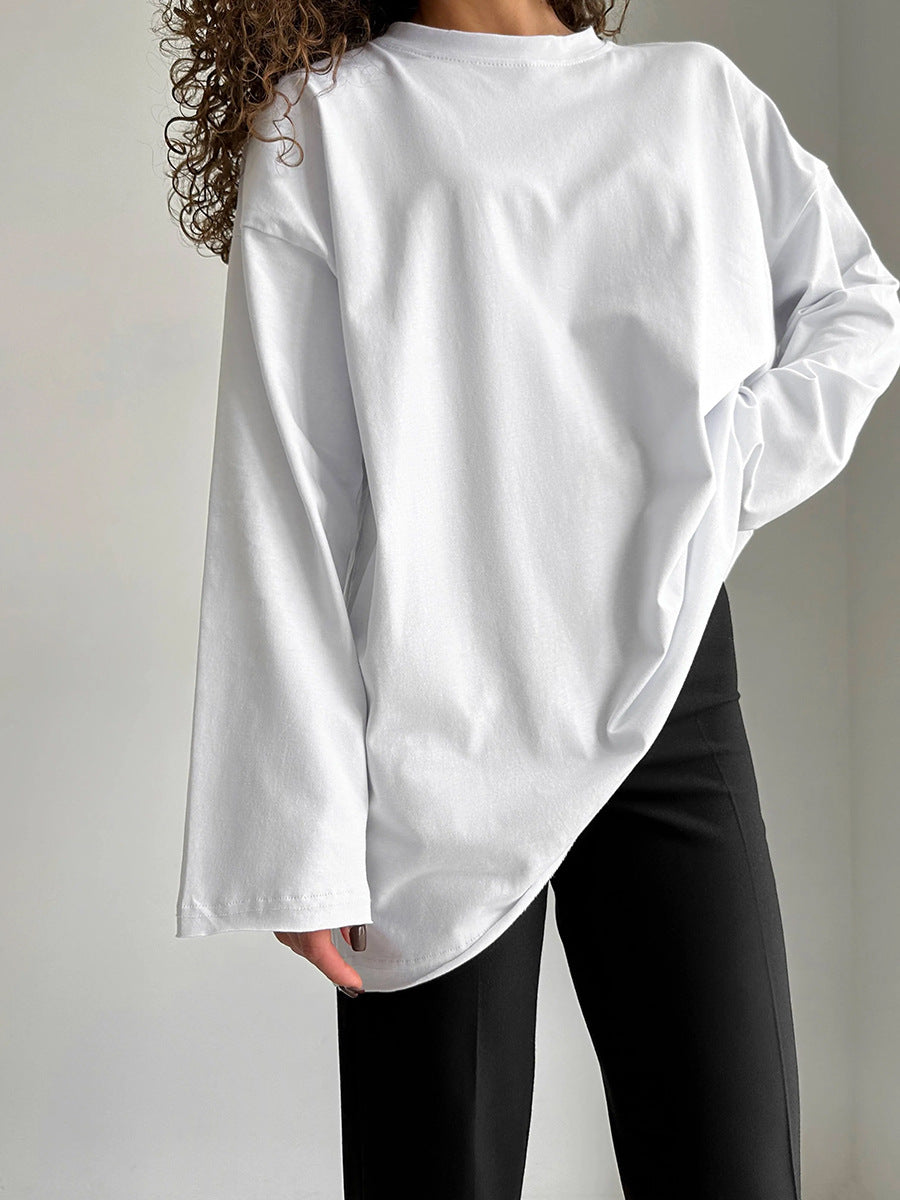 T-shirt oversize à manches longues pour femme, de haute qualité, moderne