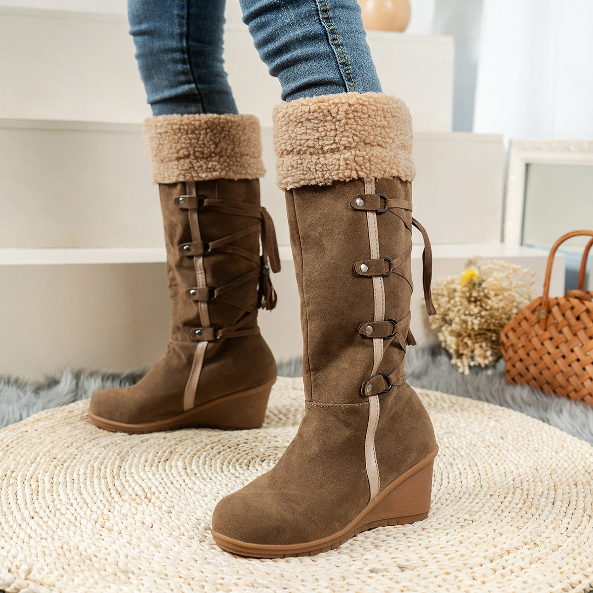 Bottes femme suédées design élégant