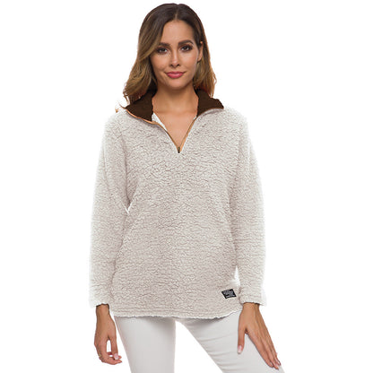 Polaire pour femme douce à col montant zippé