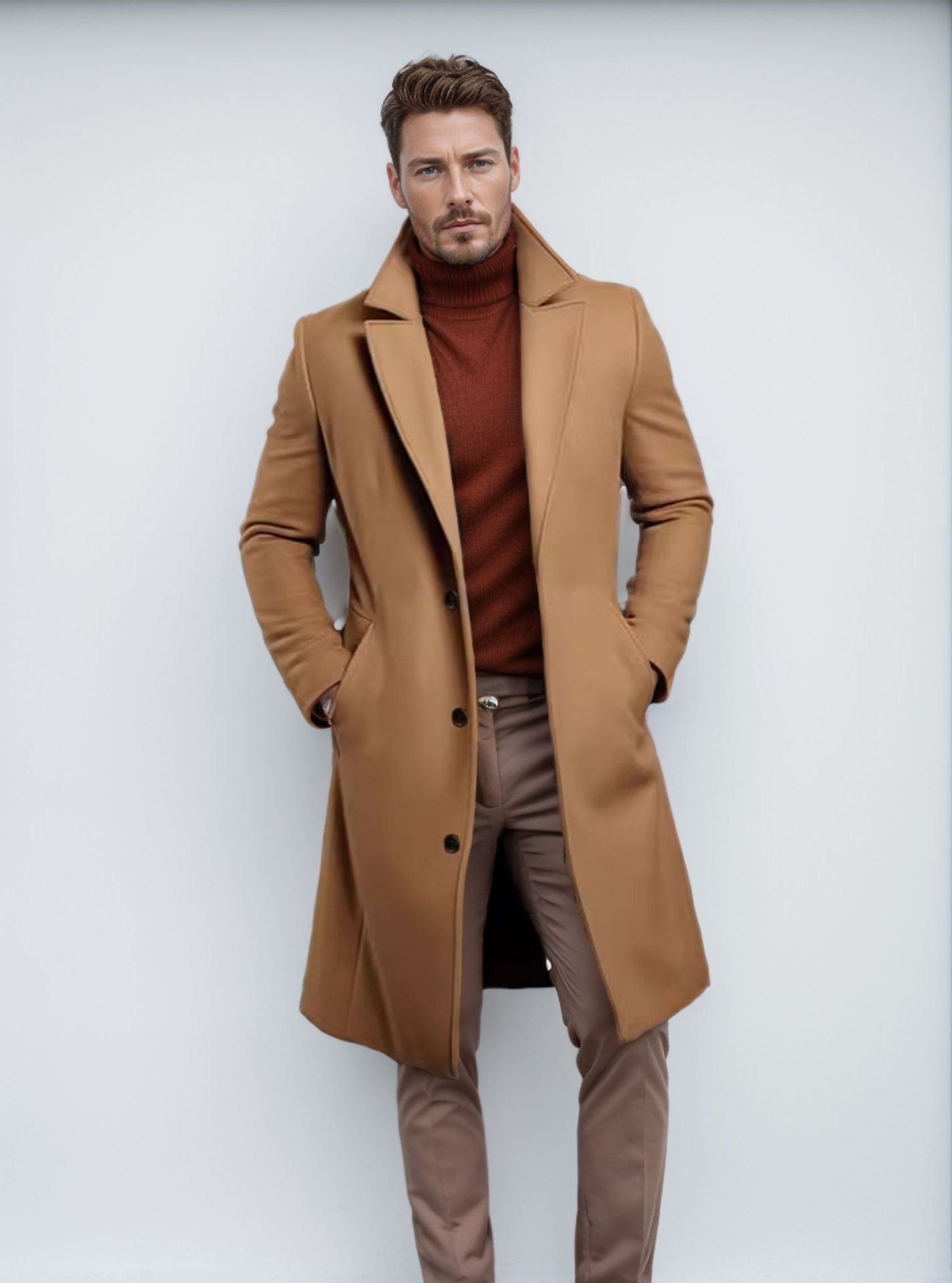 Manteau élégant pour homme en laine avec motif texturé
