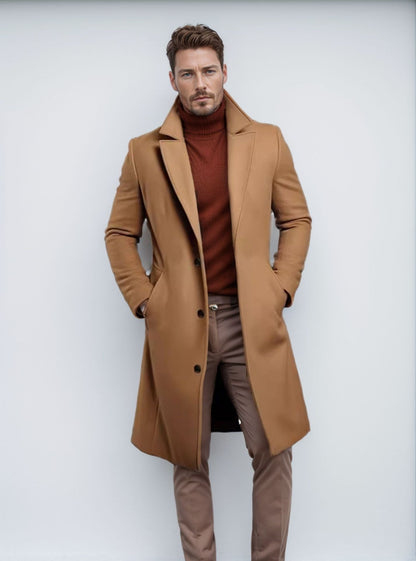 Manteau élégant pour homme en laine avec motif texturé