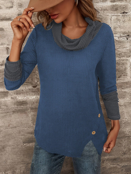 Haut à manches longues pour femmes Col ample Motif texturé