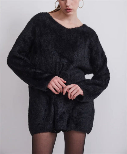 Pull pour femme, doux, col en V, design élégant