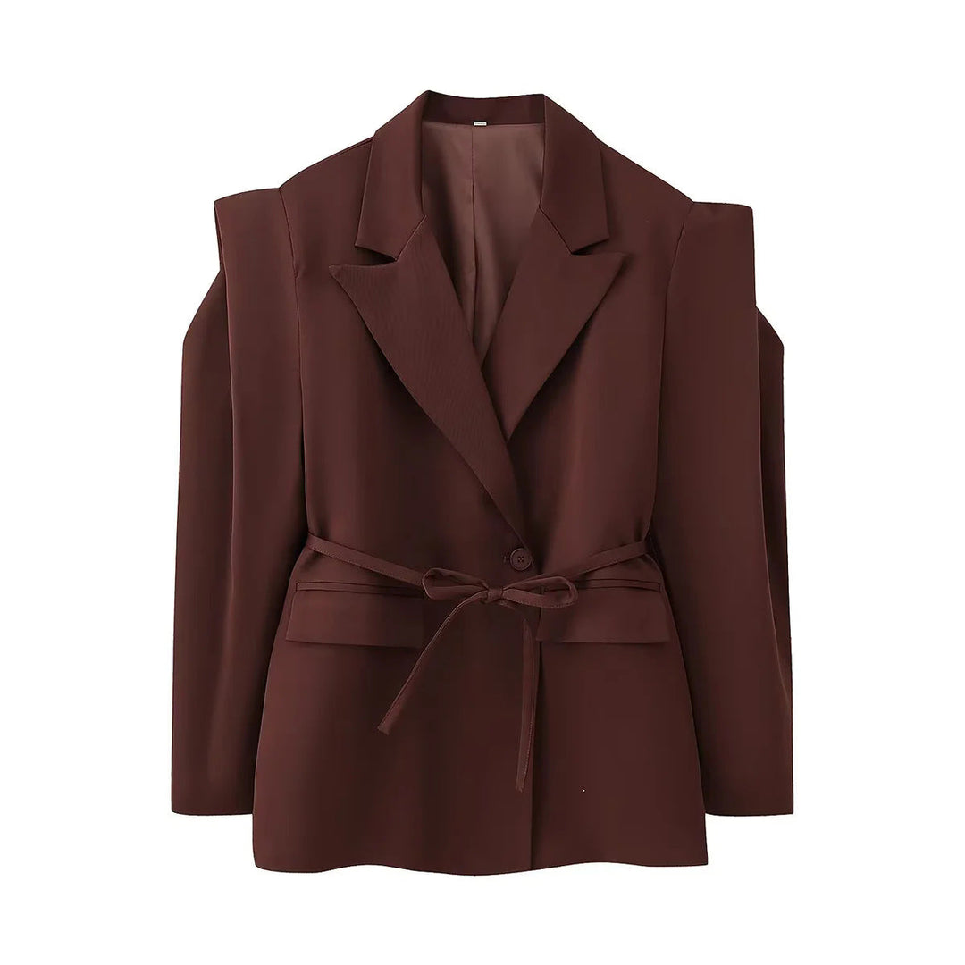 Veste blazer oversize élégante pour femme avec ceinture