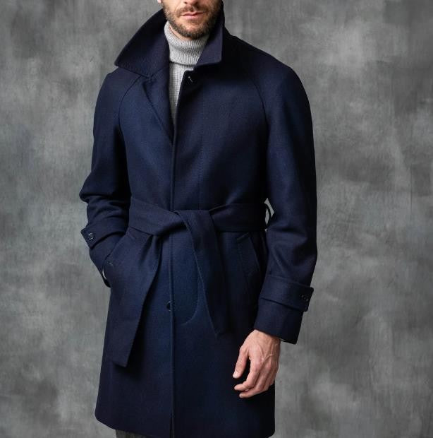Manteau Homme Élégant Ceinture Classique