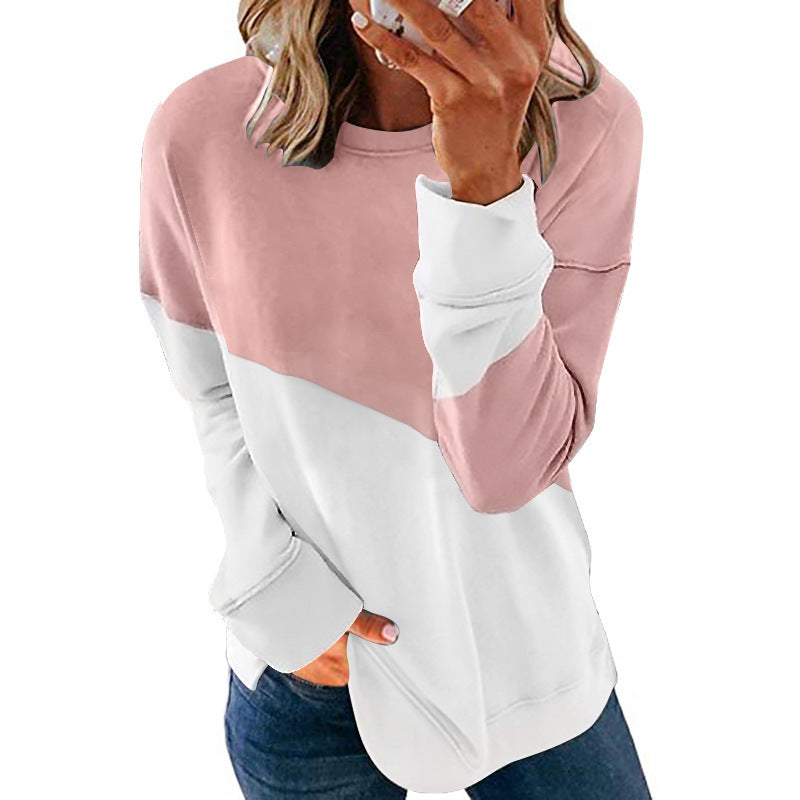 Sweat-shirt Femme Tendance Bloc de Couleurs Col Rond
