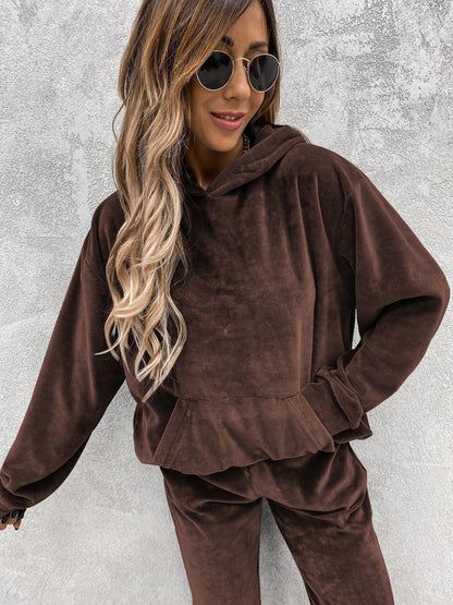Survêtement de sport femme microfibre capuche poches tenue de sport