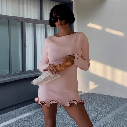 Mini-robe élégante moulante à volants pour femme