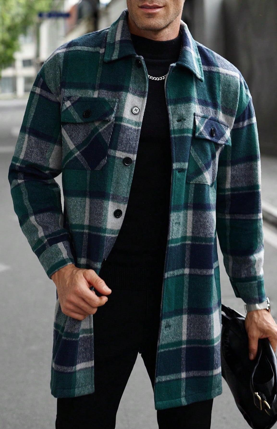 Veste en flanelle à carreaux coupe moderne pour homme