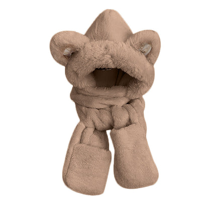 Écharpe en peluche pour femmes, capuche, protège-oreilles, chaude