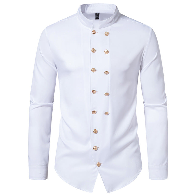 Chemise Homme Col Mao Design Élégant