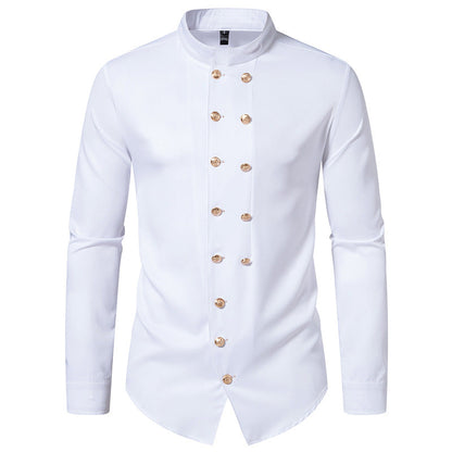 Chemise Homme Col Mao Design Élégant