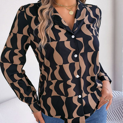 Damen Bluse Modern Grafik Muster Elegantes Design - IdealeKleiden
