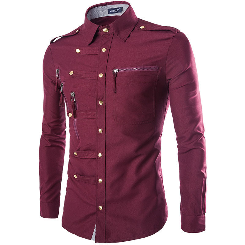 Chemise homme moderne avec poches multiples Qualité supérieure