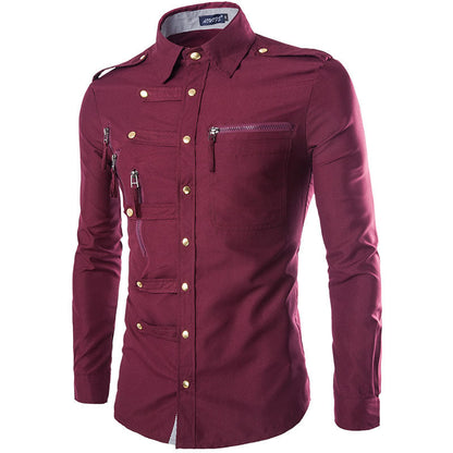 Chemise homme moderne avec poches multiples Qualité supérieure