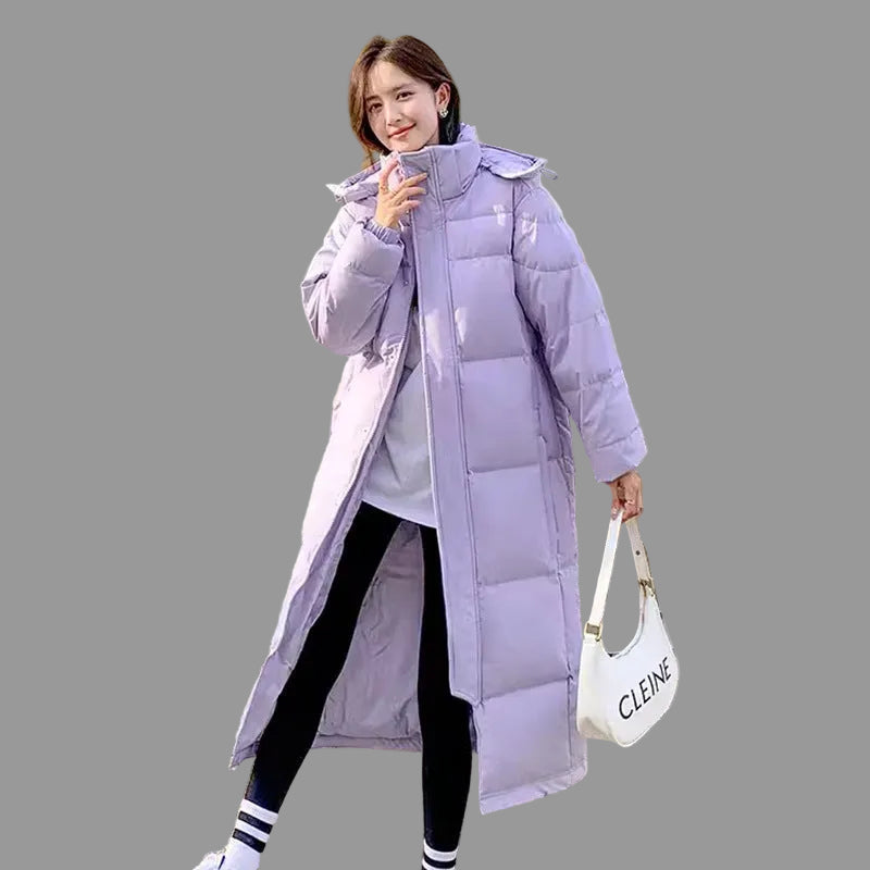 Robe d'hiver chaude veste longue matelassée pour femme