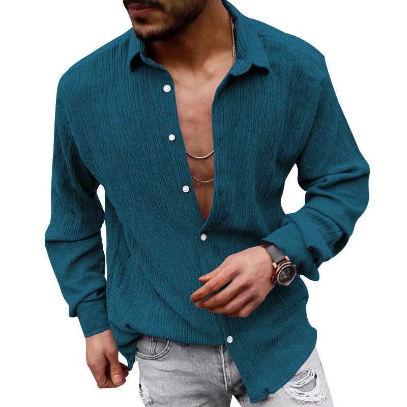 Chemise à manches longues homme effet texturé moderne