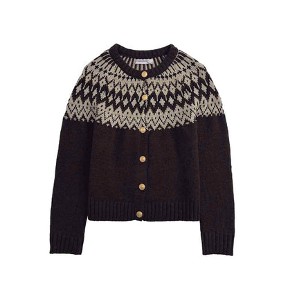 Damen Strickjacke Norweger Muster Winterlich - IdealeKleiden