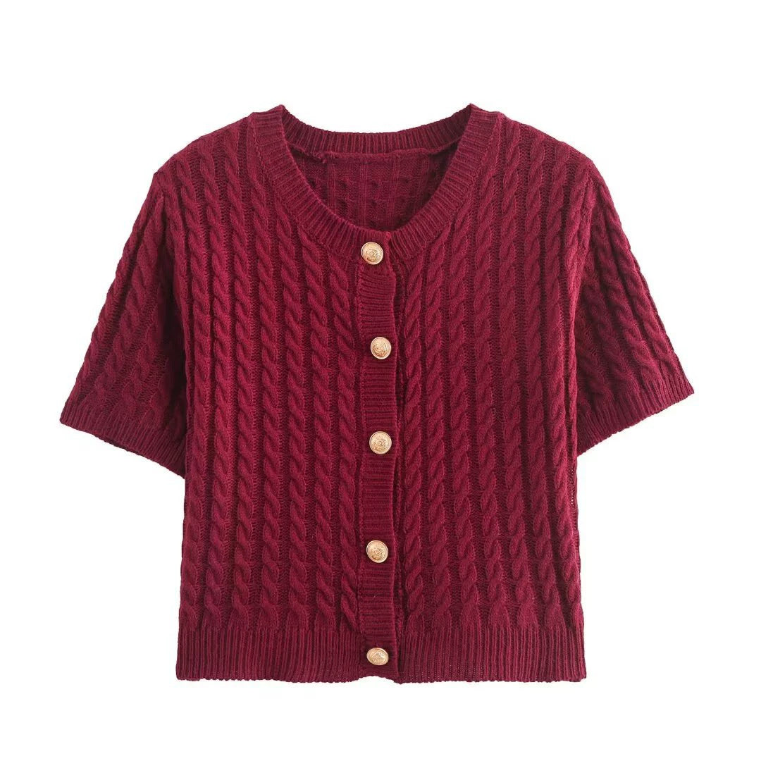 Gilet Court Femme Manches Courtes Élégant Décoré