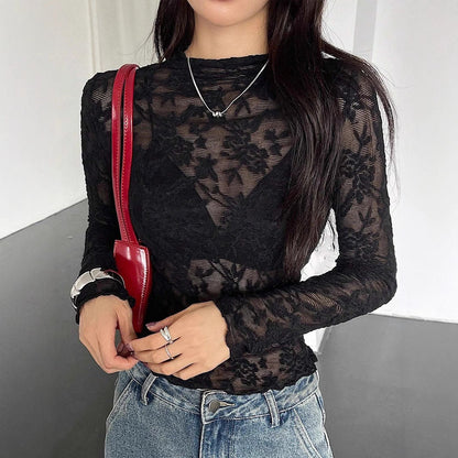 Damen Bluse Transparent Floral Chic - IdealeKleiden