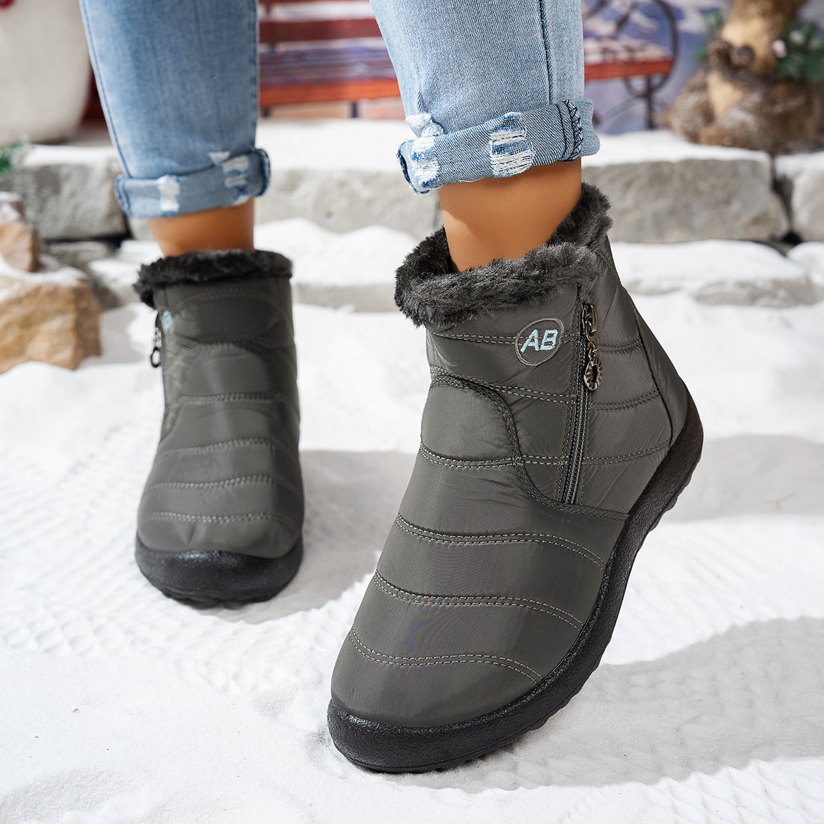 Bottes d'hiver pour femme Chaudes Pratiques Fermeture éclair