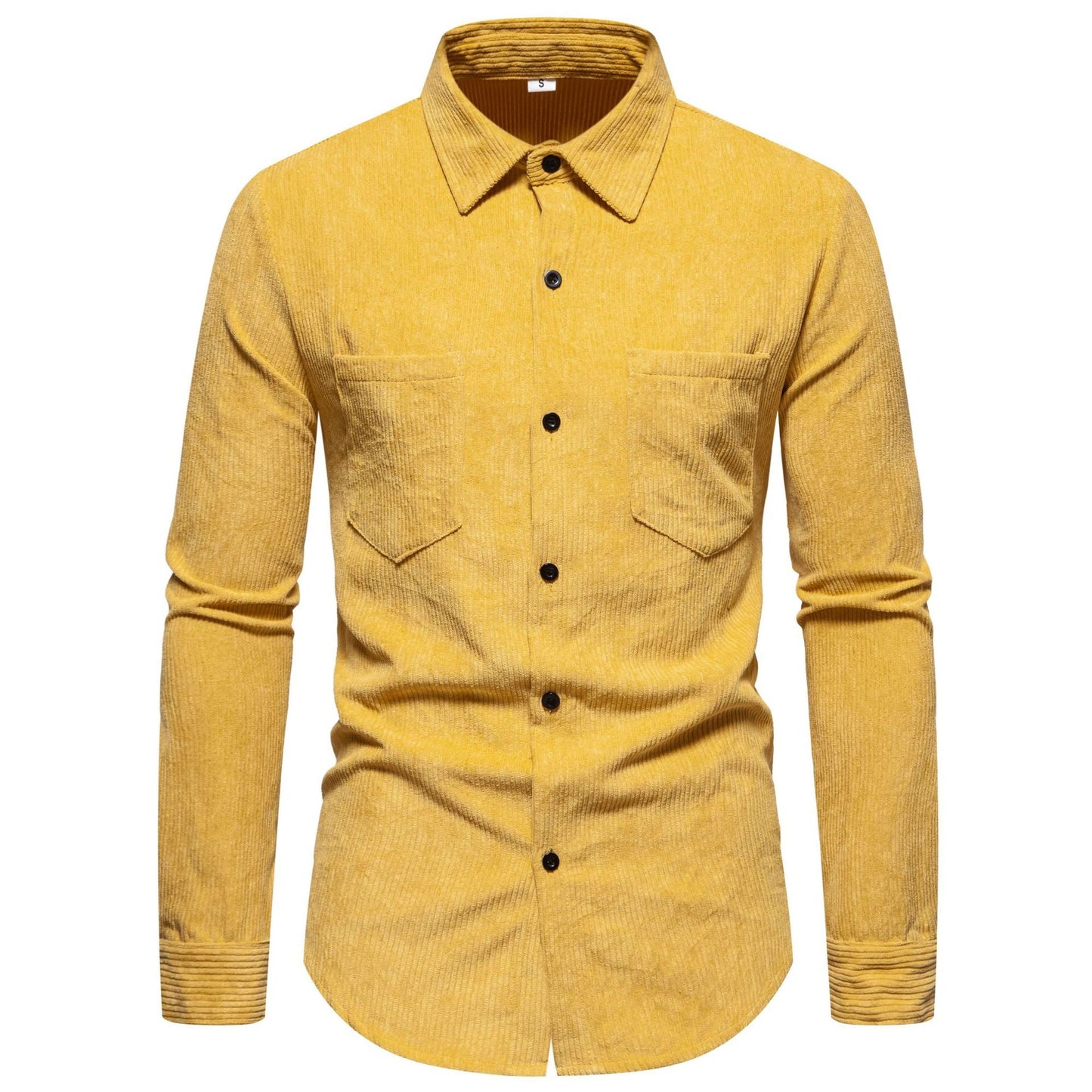 Chemise en velours côtelé pour homme Classique Élégante Poche poitrine