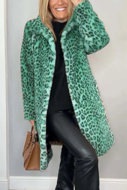 Manteau Femme Oversize Fausse Fourrure Imprimé Léopard