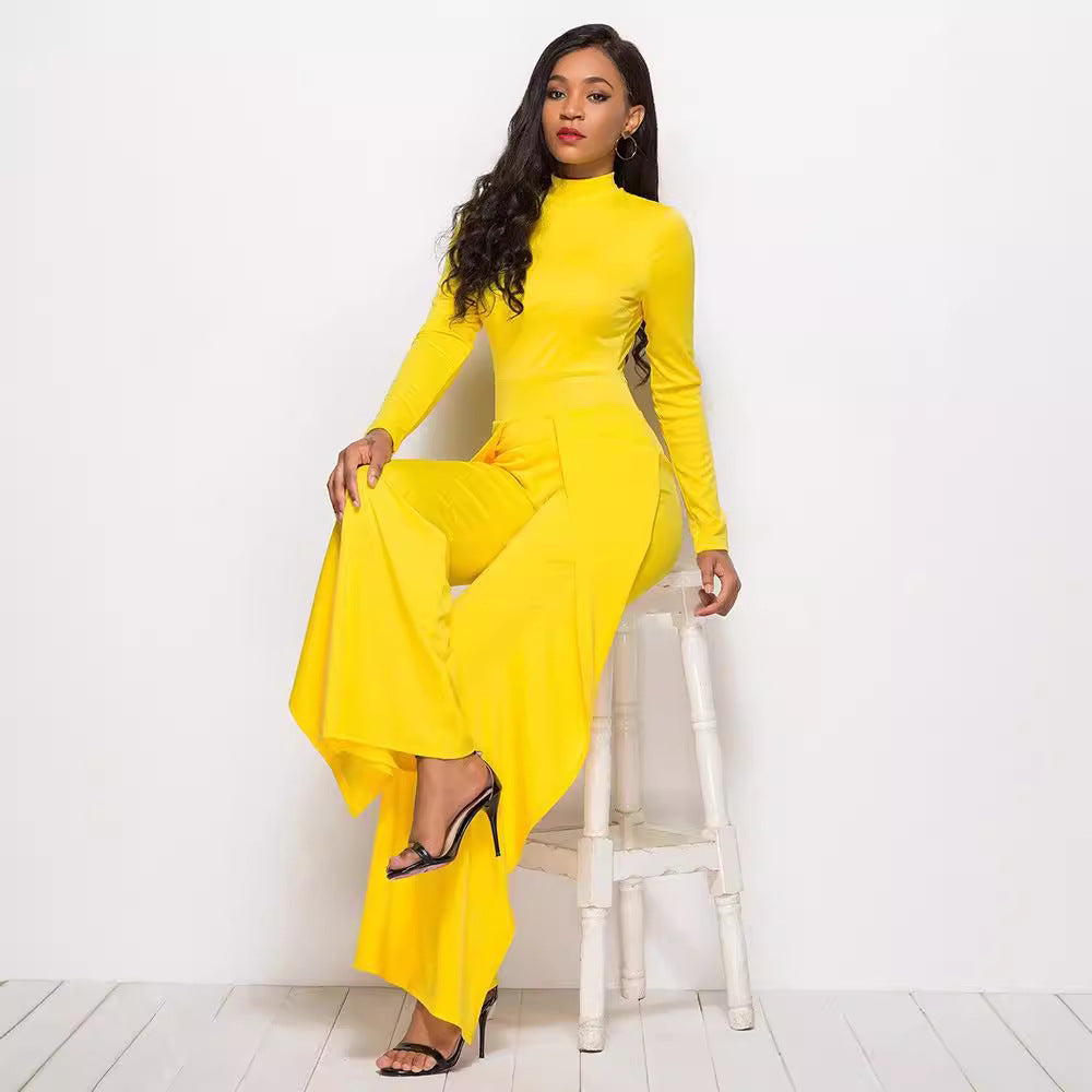 Damen Jumpsuit Elegant Langärmlig Abendkleid - IdealeKleiden