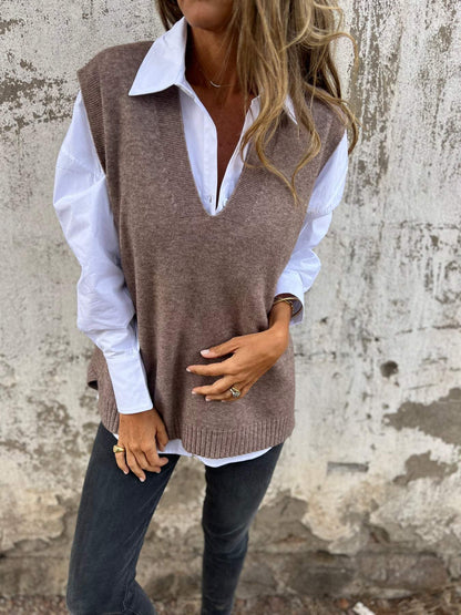 Pull pour femme décontracté col V style casual
