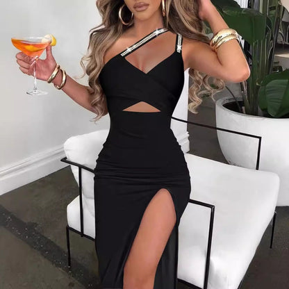Damen Abendkleid Glamour Cut-Out Schulterfrei - IdealeKleiden