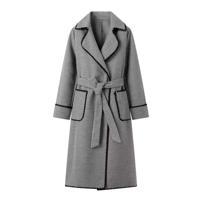 Veste de mi-saison femme Élégante Ceinture Luxe Poches