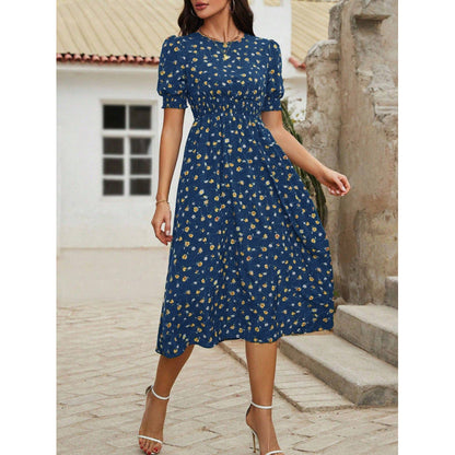 Robe d'été motif floral taille empire pour femme