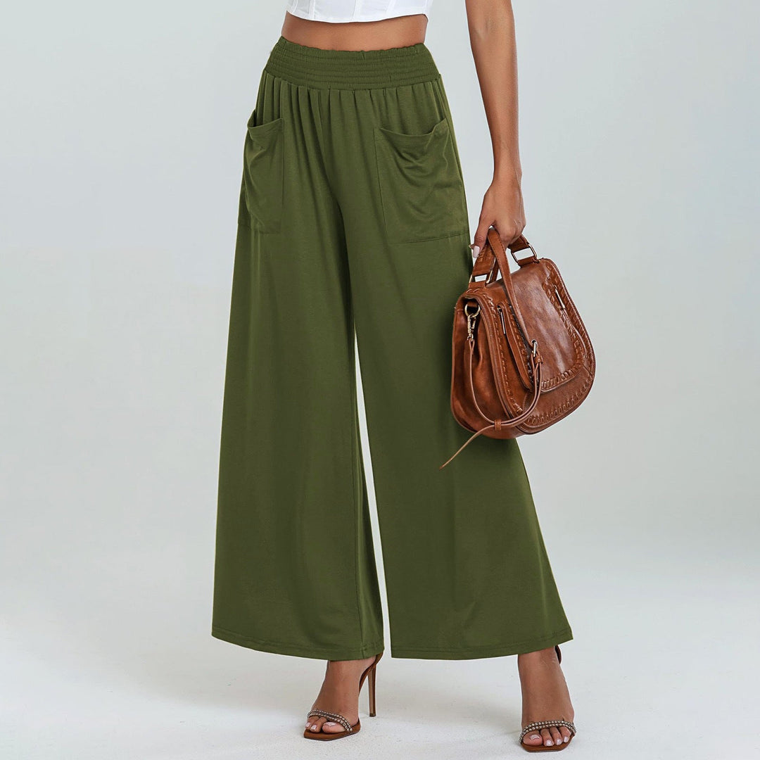 Pantalon Palazzo Femme Ample Confortable Élastique