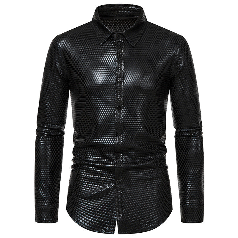 Chemise homme Motif nid d'abeille brillant Élégant