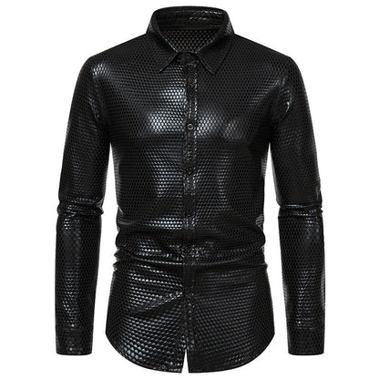 Chemise homme Motif nid d'abeille brillant Élégant