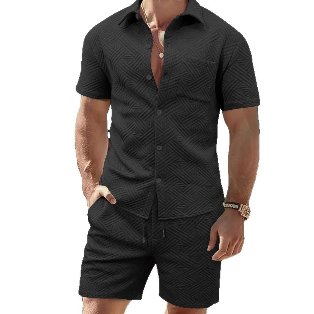 Ensemble Chemise Manches Courtes et Short Homme Design Moderne Été