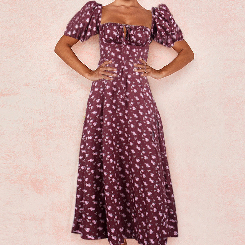 Robe longue d'été pour femme, motif floral élégant