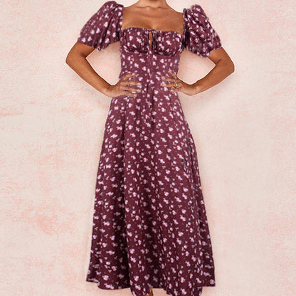 Robe longue d'été pour femme, motif floral élégant
