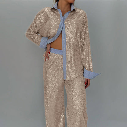 Ensemble deux pièces confortable veste ample et pantalon large