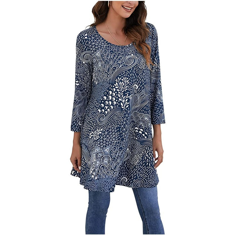 Tunique femme imprimé mandala robe d'été élégante