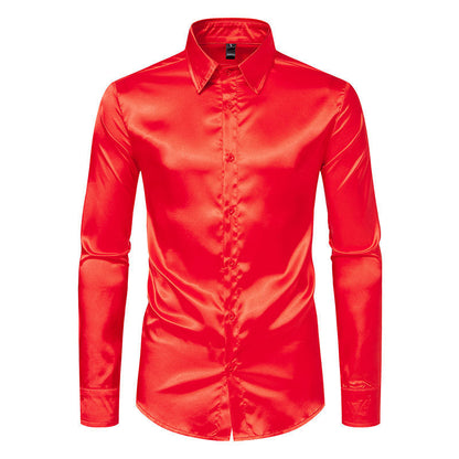 Chemise élégante en satin brillant pour homme