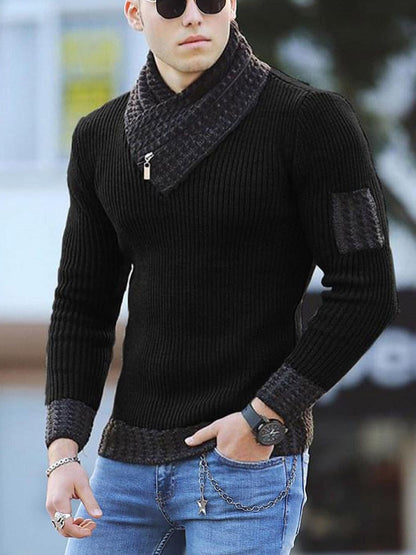 Pull en tricot pour homme Col moderne Fermeture éclair