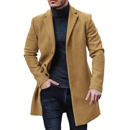 Manteau de Laine Homme Slim Fit Élégant Noir