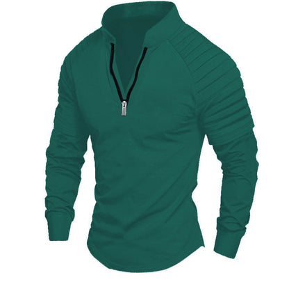 T-shirt à manches longues pour hommes, sportif, fonctionnel, avec fermeture éclair