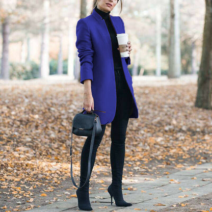 Manteau cintré pour femme, mélange de laine, longueur genoux, élégant
