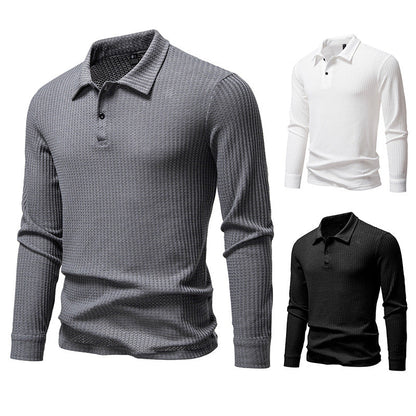 Herren Polo Hemd Langarm Strukturiert Elegant - IdealeKleiden