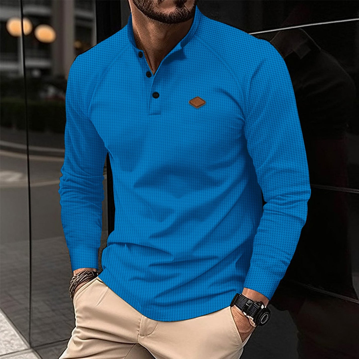 T-shirt à manches longues pour homme, motif élégant, col moderne