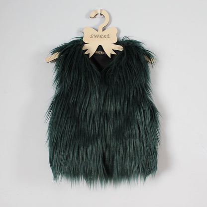 Gilet en fausse fourrure pour femmes Col haut Doux et élégant